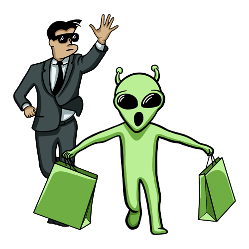 men in black with alien